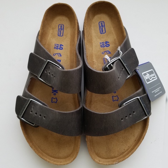 Birkenstock | Shoes | Birkenstock Arizona Iron Gray Leather Sandals 4 ...